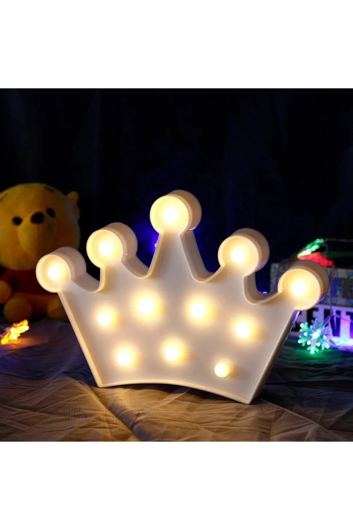 3D Dekoratif Pilli Kraliçe Tacı Model Led Masa ve Gece Lambası