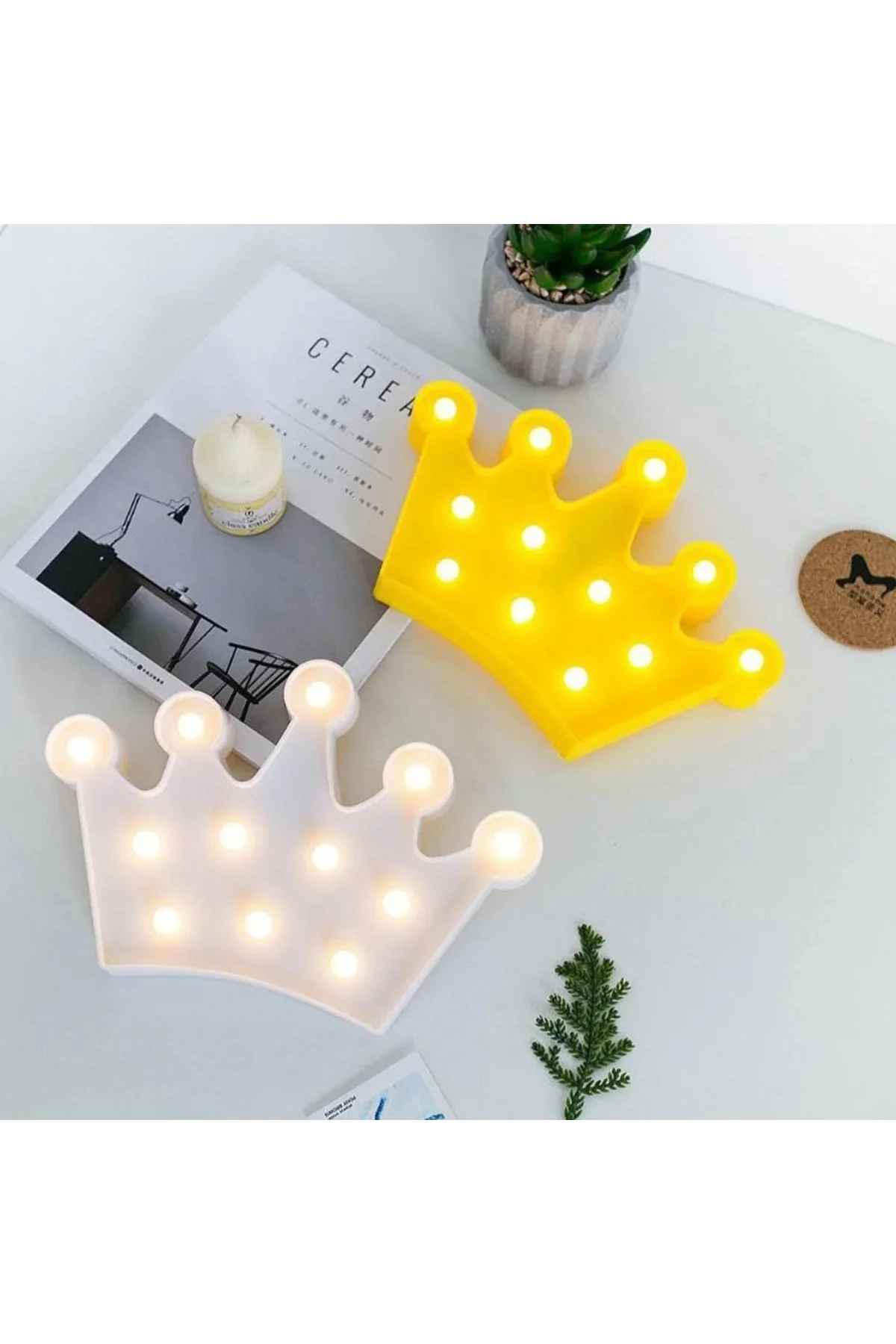 3D Dekoratif Pilli Kraliçe Tacı Model Led Masa ve Gece Lambası