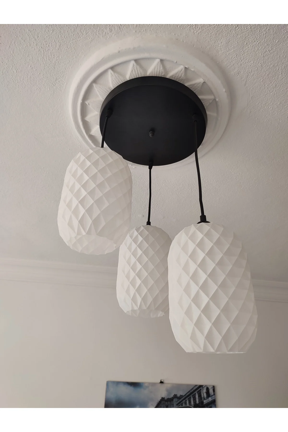 3D Design GEOMETRİK Sarkıt Avize  3 Başlıklı Avize Modern E27 Yatak Odası Salon Yemek Odası