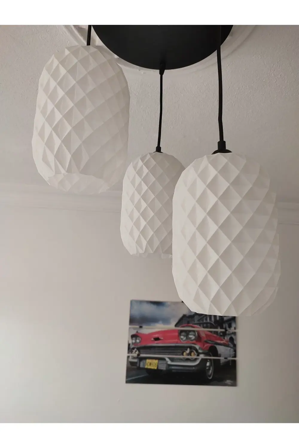 3D Design GEOMETRİK Sarkıt Avize  3 Başlıklı Avize Modern E27 Yat