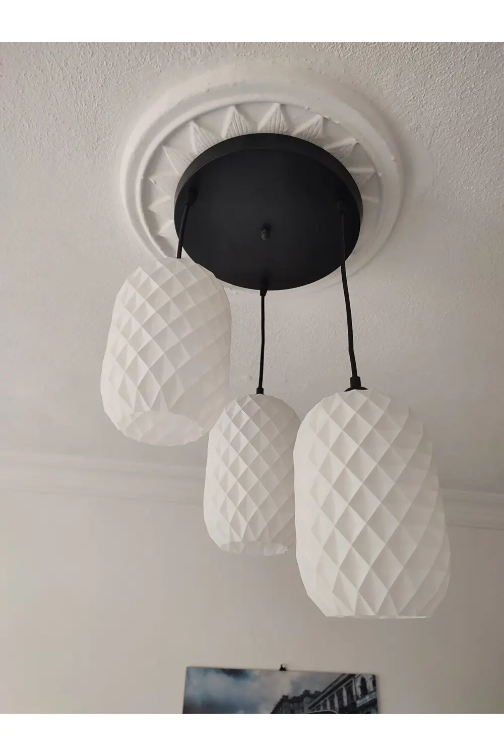 3D Design GEOMETRİK Sarkıt Avize  3 Başlıklı Avize Modern E27 Yat