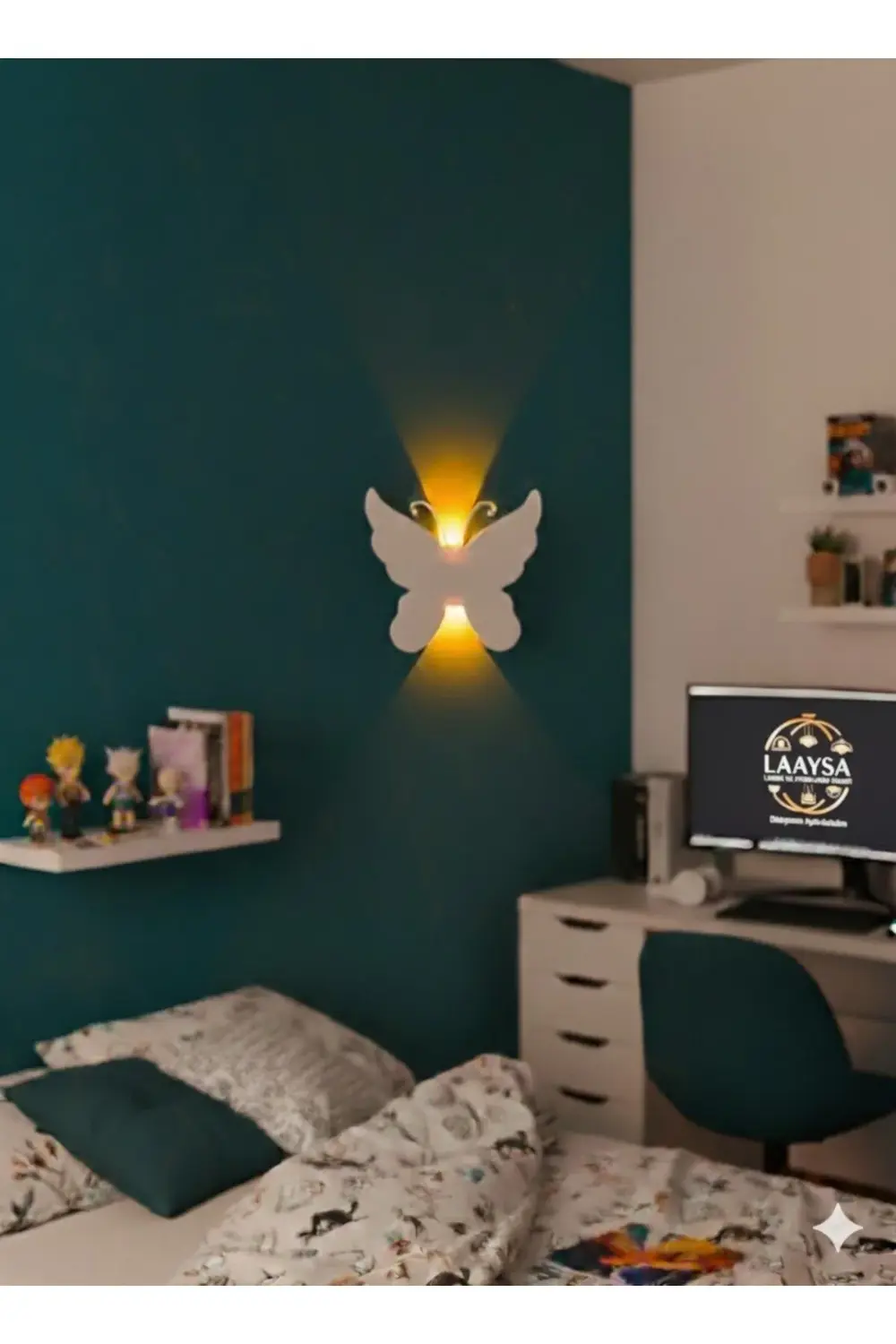 3D Design KELEBEK Pilli Dekoratif Duvar Aydınlatması Aplik Gece L