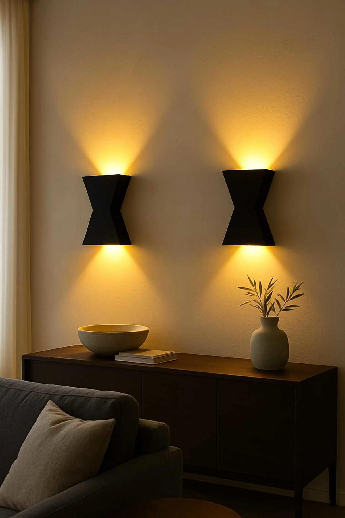 3D Design Zaman Pilli Dekoratif Duvar Aydınlatması Aplik Gece Lambası (SİYAH- GÜNIŞIĞI)