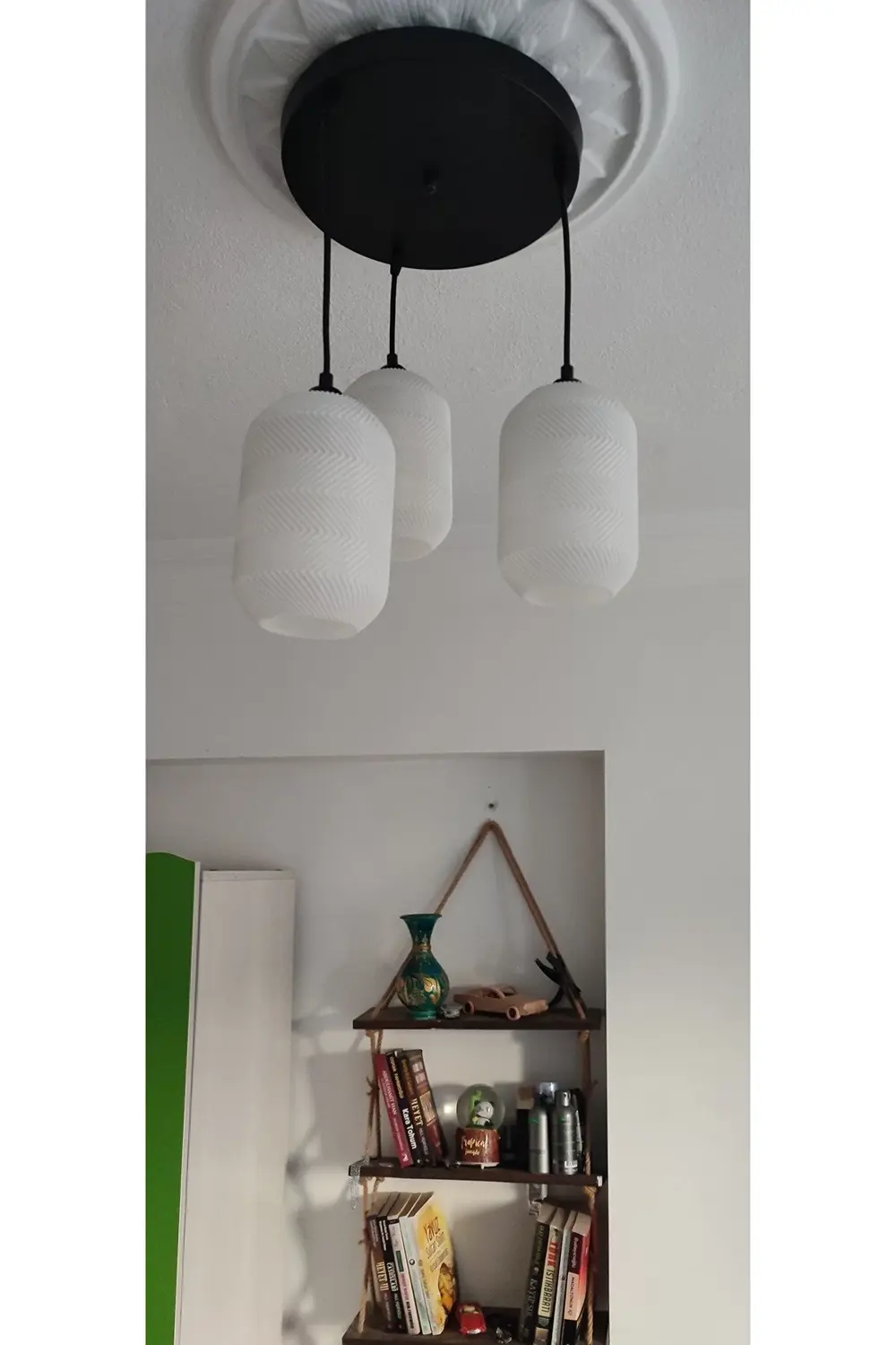 3D Desing ZIGZAG 3'lü Siyah Sarkıt Avize 3 Başlıklı Avize Modern