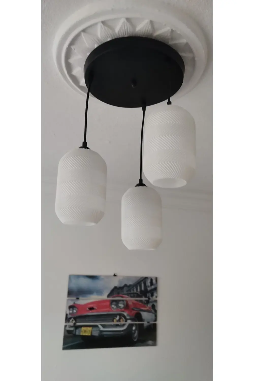 3D Desing ZIGZAG 3'lü Siyah Sarkıt Avize 3 Başlıklı Avize Modern