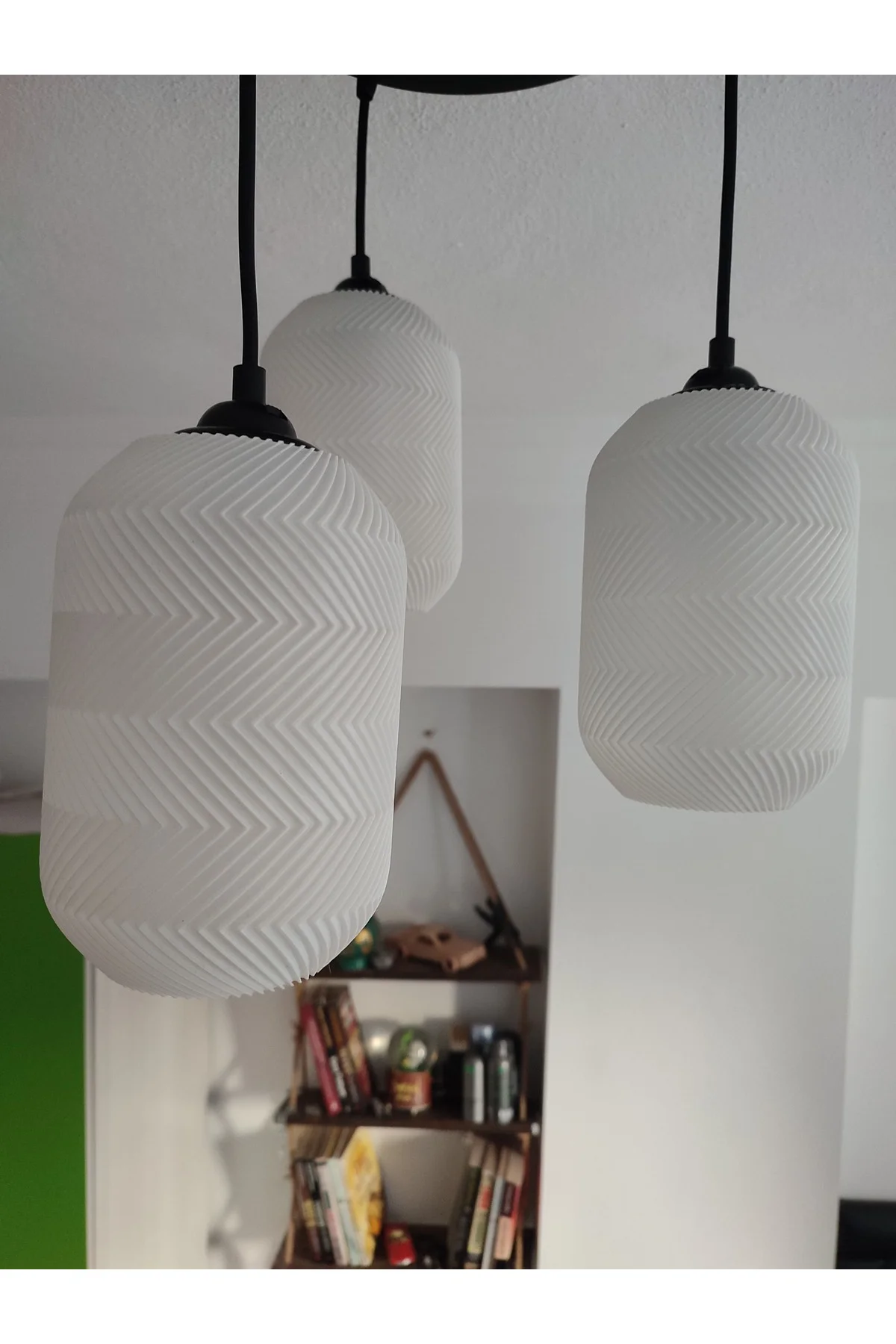 3D Desing ZIGZAG 3'lü Siyah Sarkıt Avize 3 Başlıklı Avize Modern  E27 Salon Yemek Odası