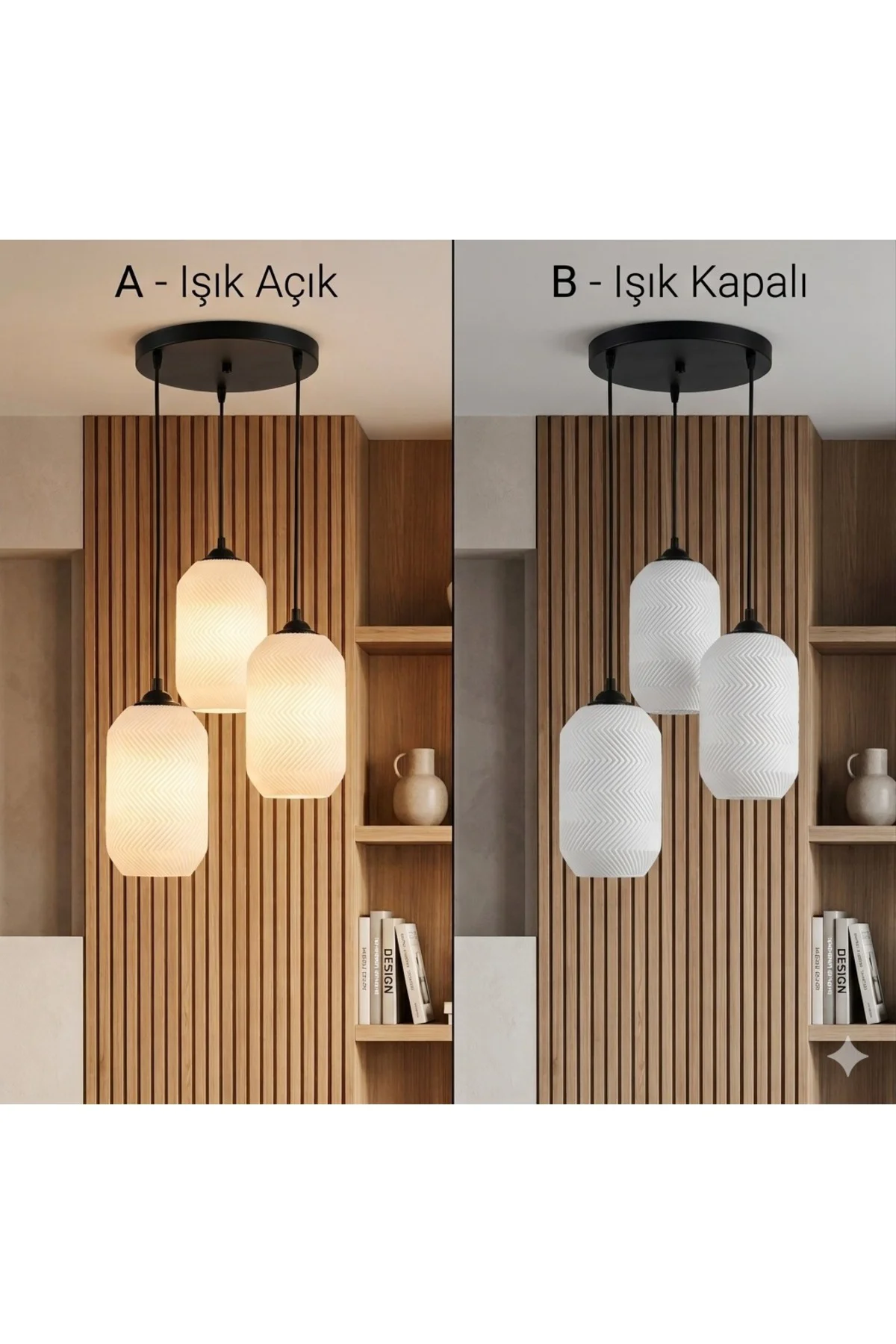 3D Desing ZIGZAG 3'lü Siyah Sarkıt Avize 3 Başlıklı Avize Modern  E27 Salon Yemek Odası