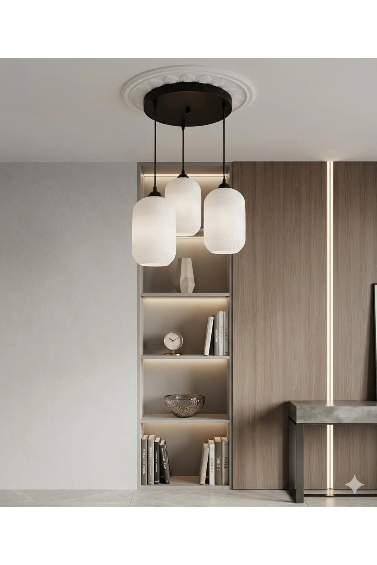 3D Desing ZIGZAG 3'lü Siyah Sarkıt Avize 3 Başlıklı Avize Modern  E27 Salon Yemek Odası