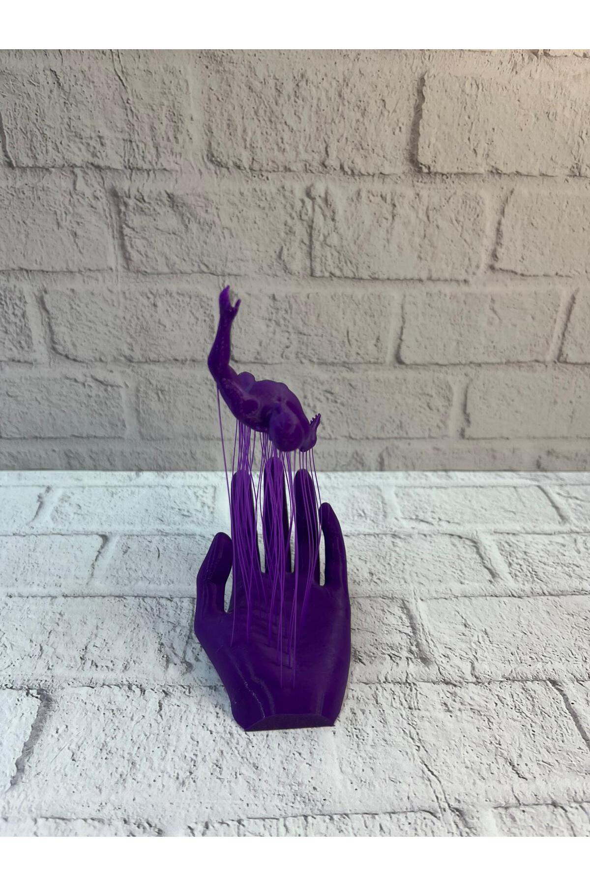 3D El İnsan Figürü Mor Modern Masa Üstü Ev ve Ofis Dekoru - Lisin