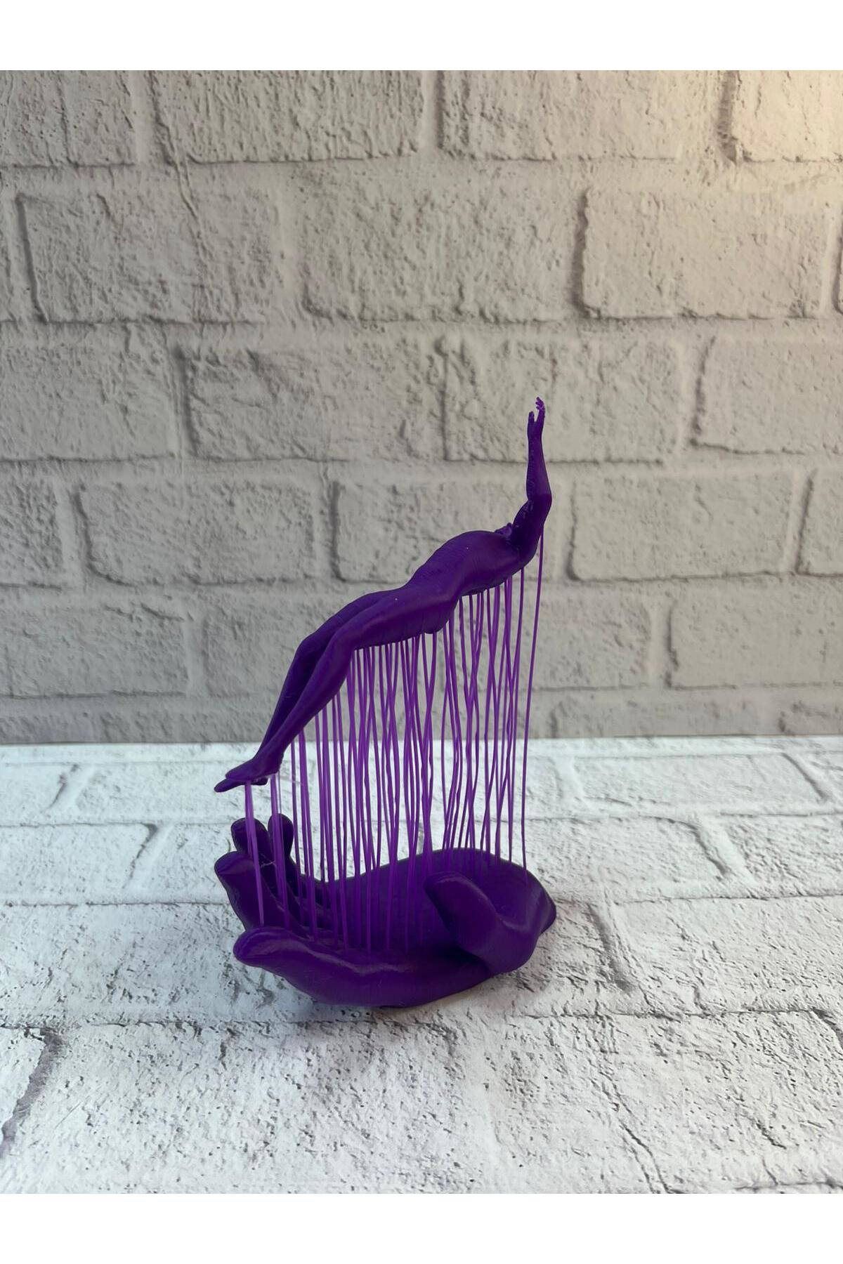 3D El İnsan Figürü Mor Modern Masa Üstü Ev ve Ofis Dekoru - Lisin