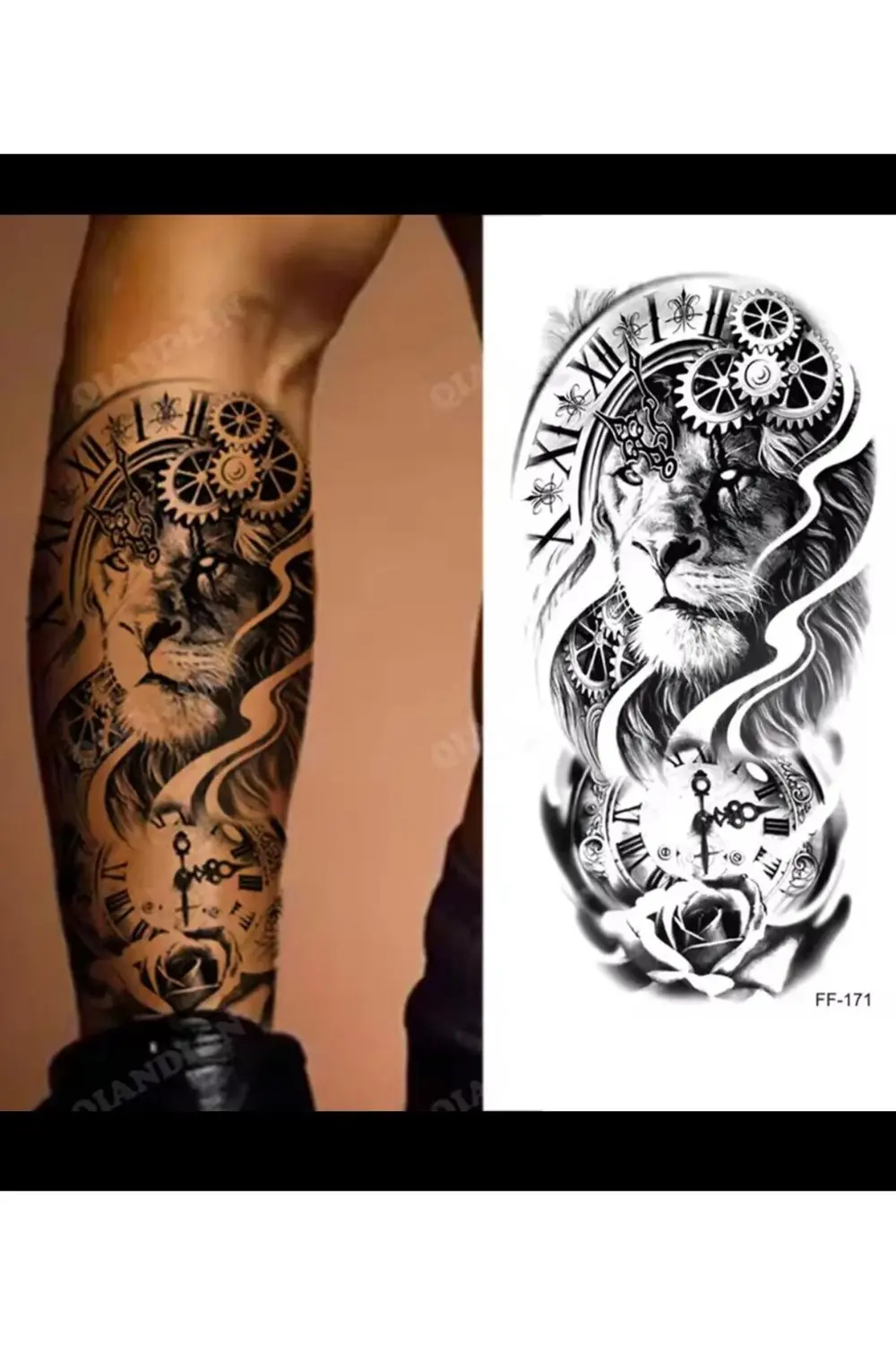 3d gerçek görünümlü suya dayanıklı aslanlı kol bacak geçici dövme