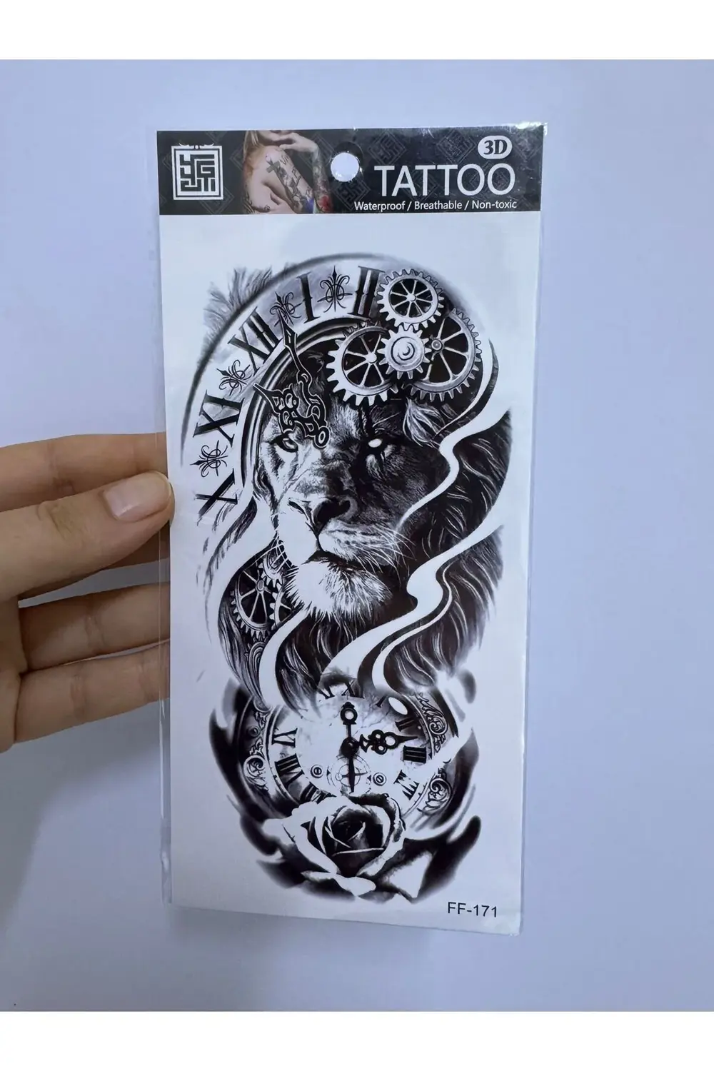 3d gerçek görünümlü suya dayanıklı aslanlı kol bacak geçici dövme