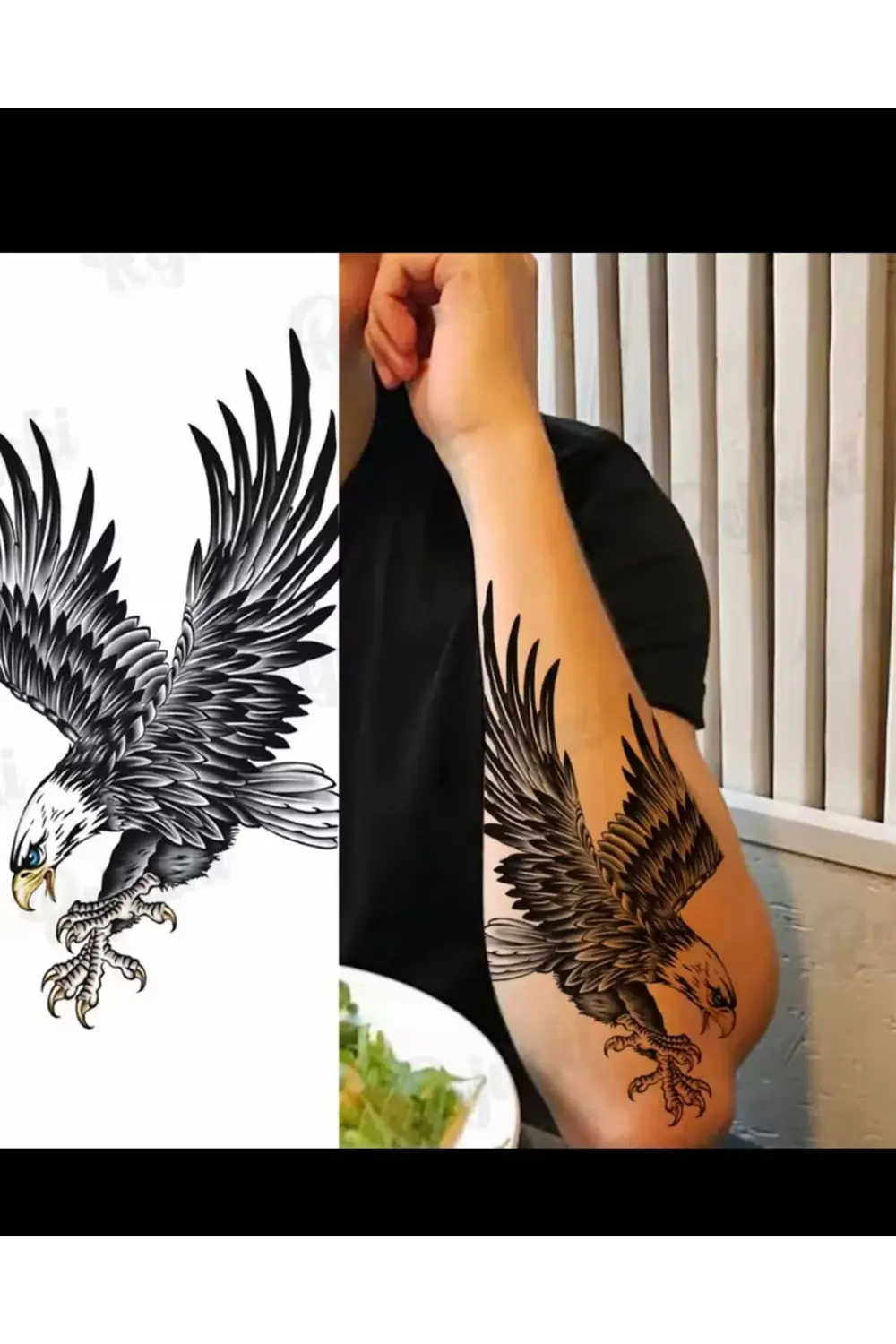 3d gerçek görünümlü suya dayanıklı kartal kol bacak geçici dövme