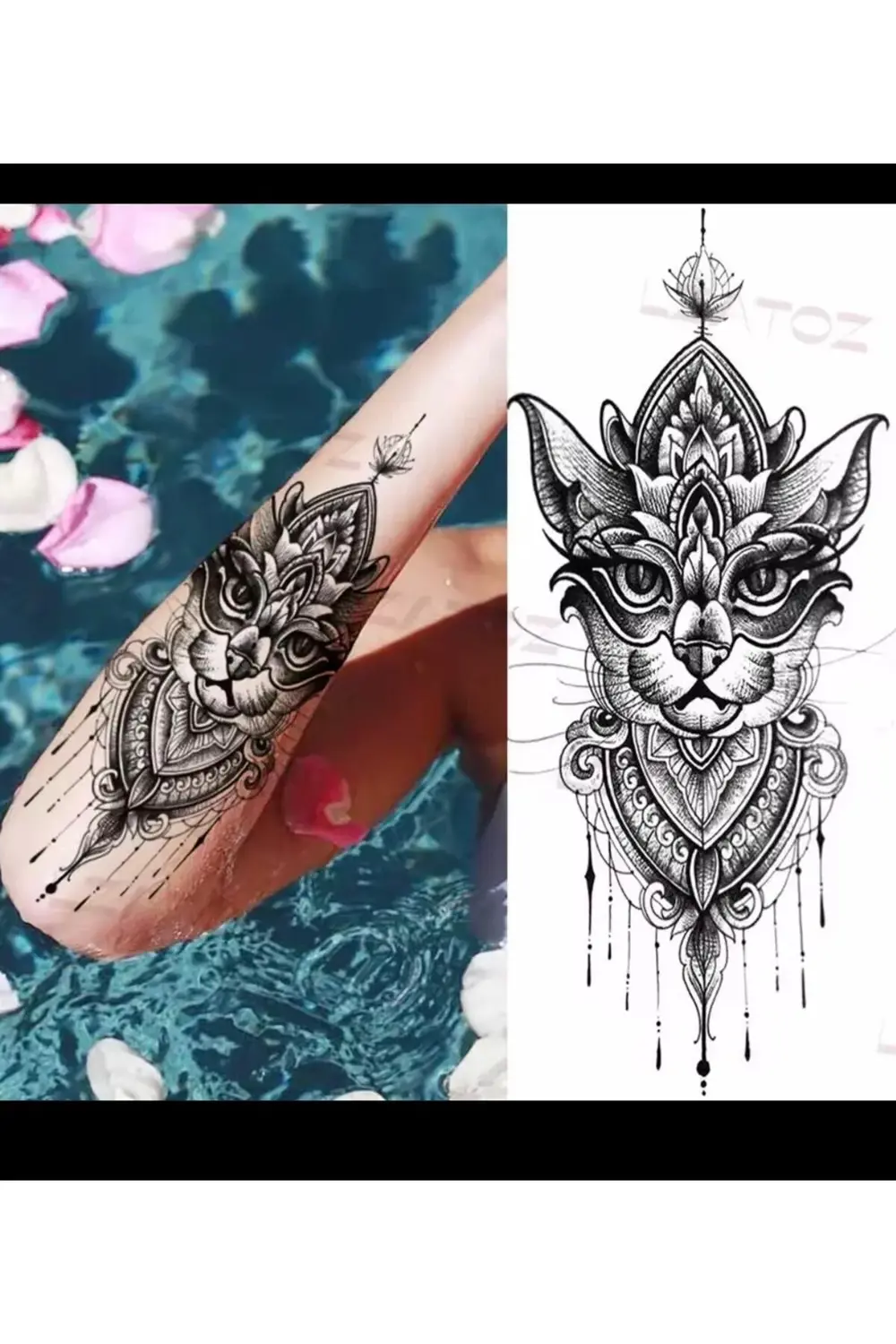 3d gerçek görünümlü suya dayanıklı kedili kadın kol bacak geçici