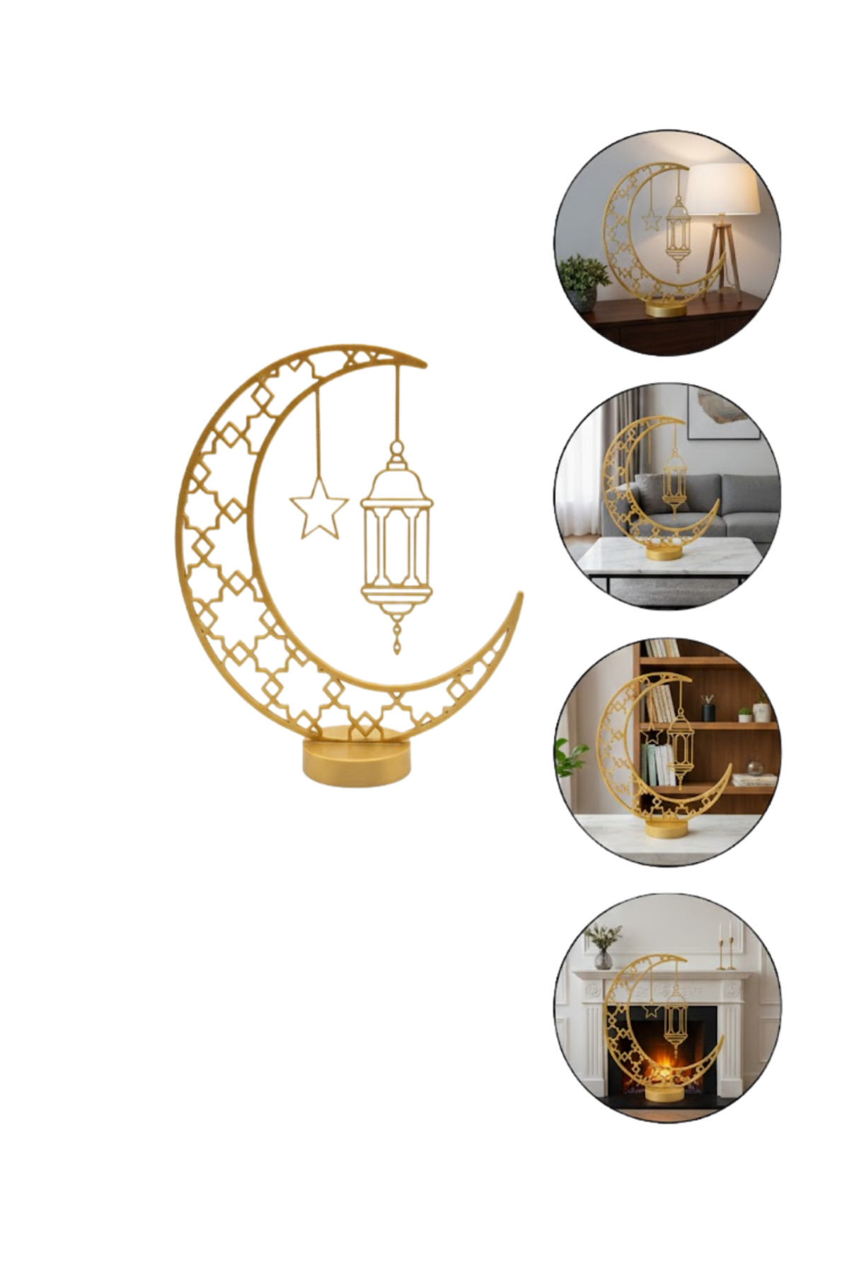 3D Hilal Cami Dekor 20x20 cm Özel Baskı Masa Üstü Süs - Lisinya