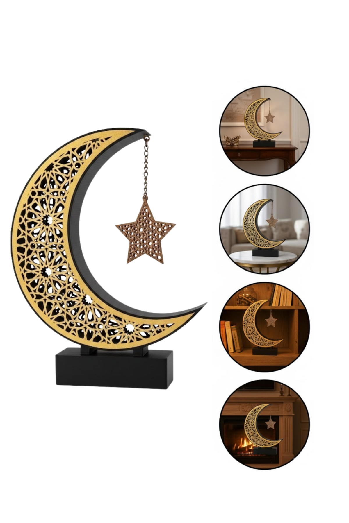 3D Hilal Yıldız Süs 23x23 cm Ev ve Ofis İçin Şık Aksesuar - Lisin 3D Hilal Yıldız Süs 23x23 cm Ev ve Ofis İçin Şık Aksesuar - Lisin