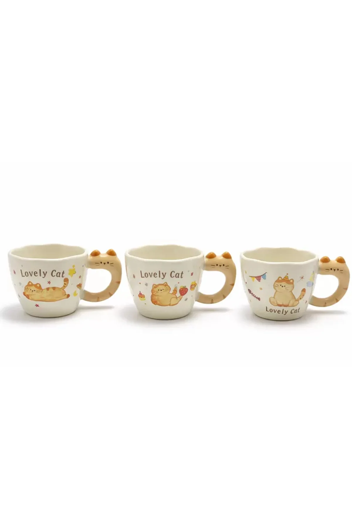 3D Kedi Kuyruk Detaylı Kupa Bardak