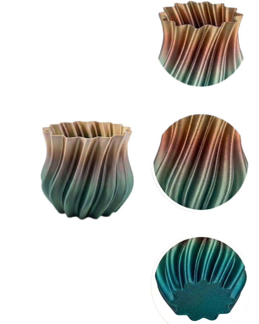 3D Kıvrımlı Siyah Metalik Vazo Modern Dekoratif Şık Ev Aksesuarı