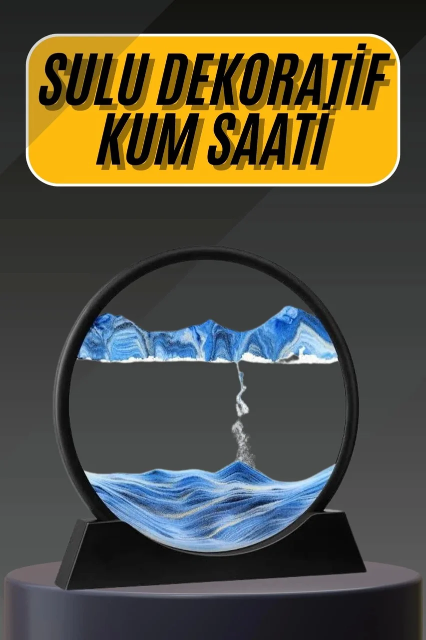 3d Led Işıklı Kum Saati Gece Lambası Hareketli Sulu Kum Saati Dek