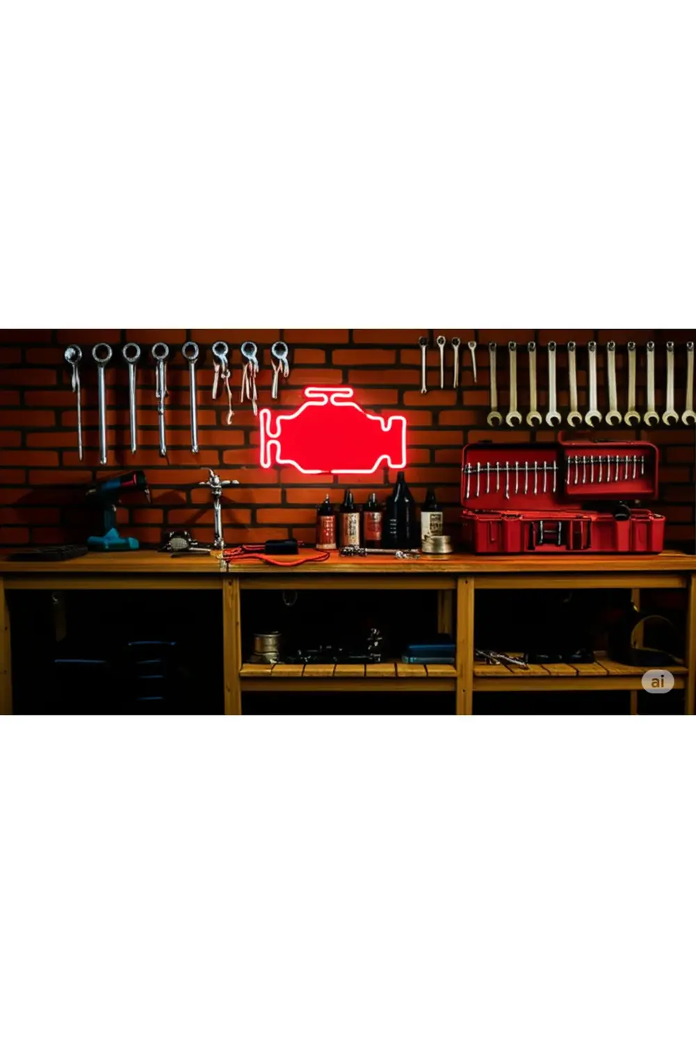 3D LED Neon Motor Arıza Işığı Şeklinde Duvar Dekoru – Otomotiv Te