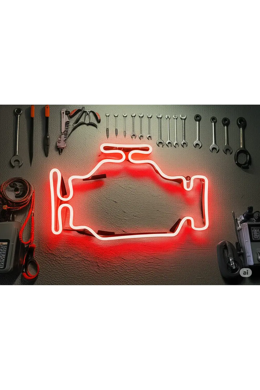 3D LED Neon Motor Arıza Işığı Şeklinde Duvar Dekoru – Otomotiv Te