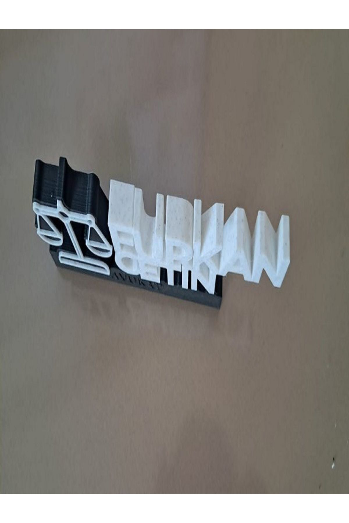 Alpaxa 3D Masaüstü Siyah-Beyaz Avukatlara Özel Kişiselleştirilebilir İsi