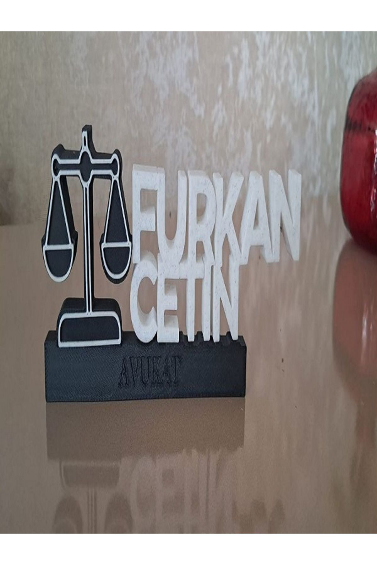 Alpaxa 3D Masaüstü Siyah-Beyaz Avukatlara Özel Kişiselleştirilebilir İsi