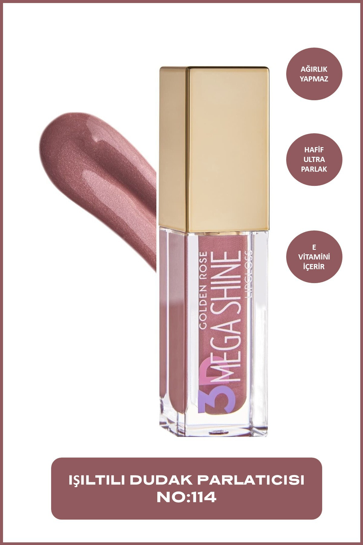 Golden Rose 3D Mega Shine Lipgloss 114 Shimmer Dudak Parlaticisi 5,2 Ml