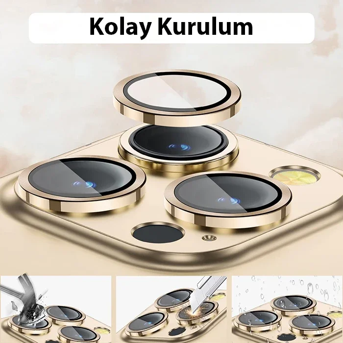 3D Metal Çerçeveli iPhone 14 Pro / 14 Pro Max Kamera Lens Koruyucu – Çizilme & Kırılmaya Karşı HD Temperli Cam