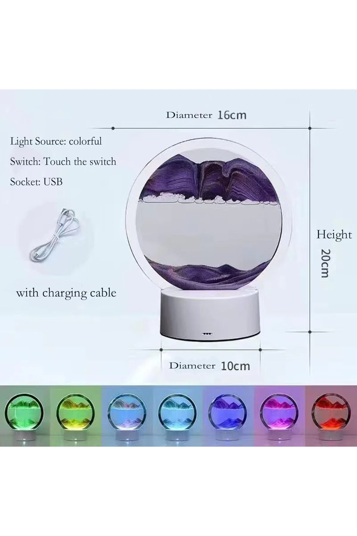 3D Moving Sand Art Liquid masa lambası, 3D kum saati derin deniz hareketli kum lambası,