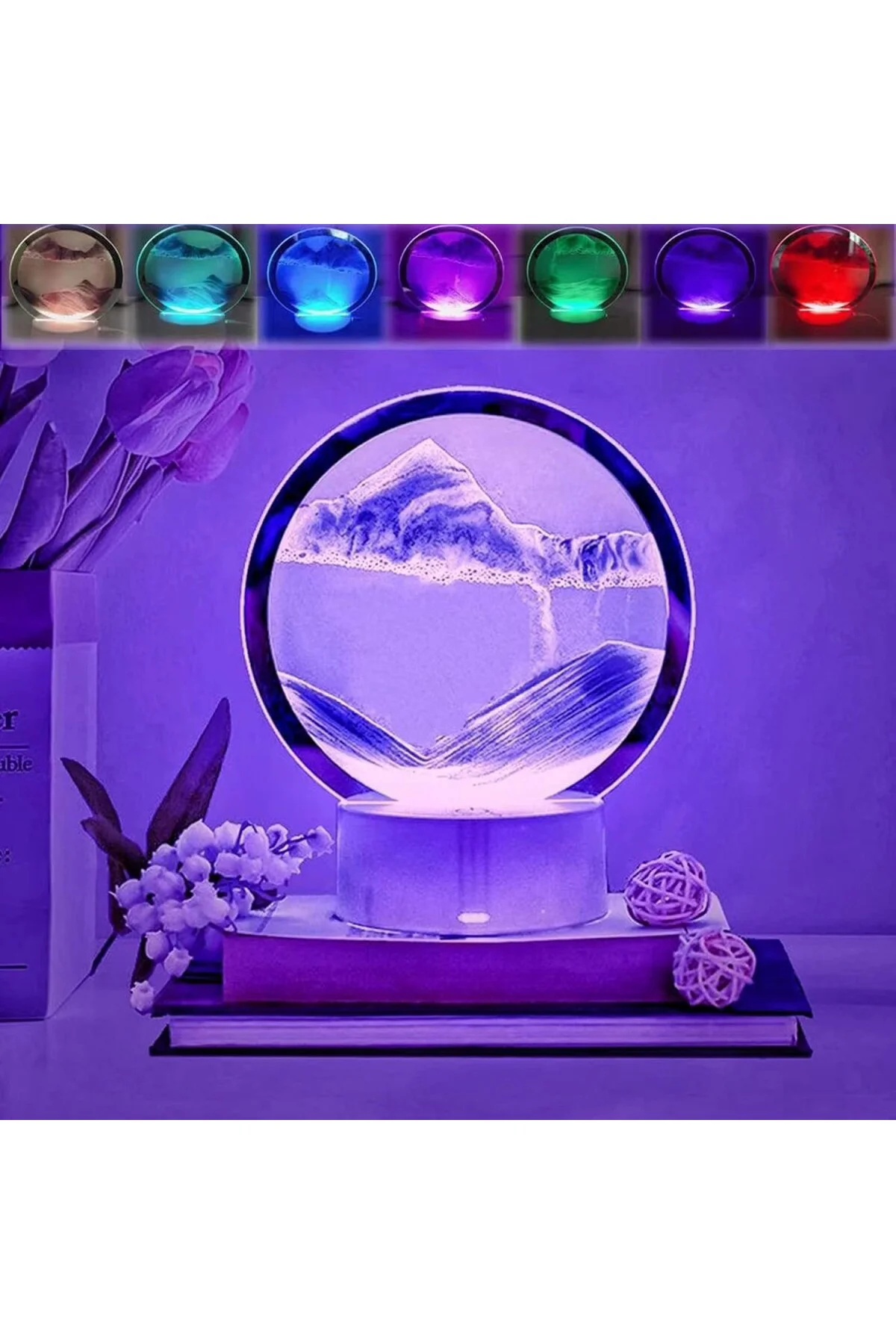 3D Moving Sand Art Liquid masa lambası, 3D kum saati derin deniz hareketli kum lambası,