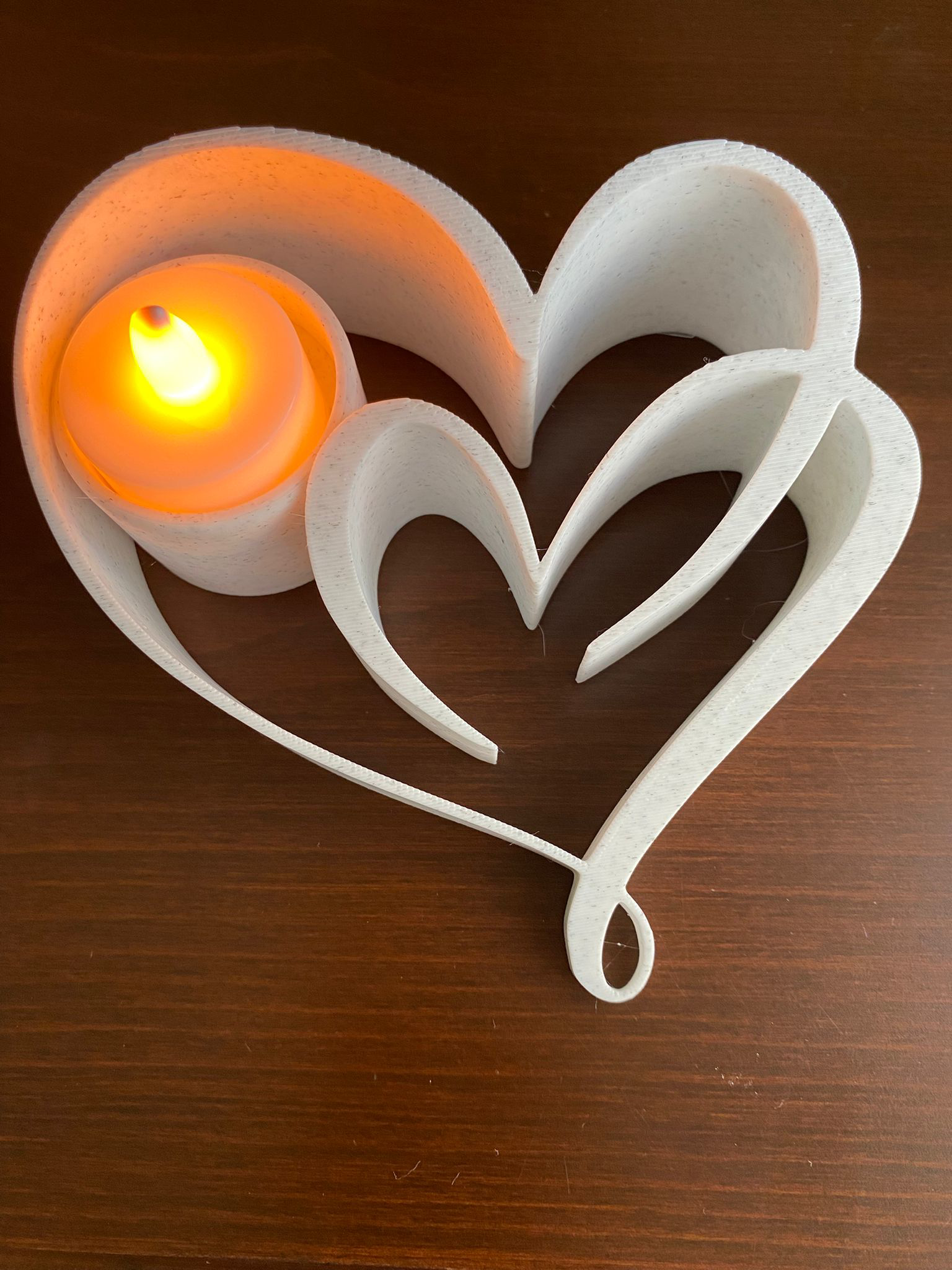 3D Plus Desing Print Technology 3D Plus Design Mermer Desenli Kalpden Kalbe Tealight Mumluk Şamdan Obje Dekor (Tea Light Hediyeli )