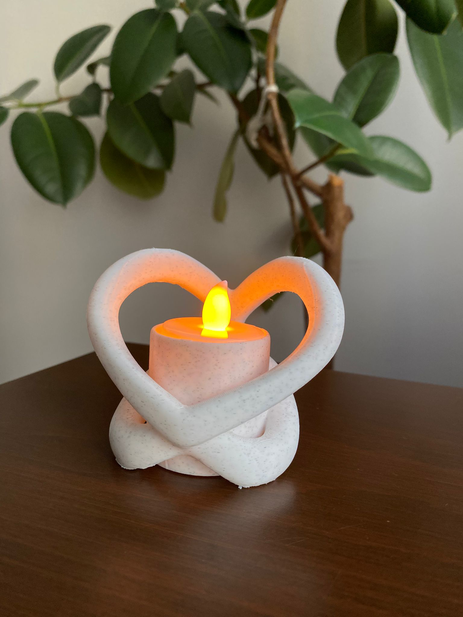 3D Plus Desing Print Technology 3D Plus Sonsuz Kalp Tasarim Tealight Mermer Desenli Obje Biblo Dekor(Tea Light Hediyeli )