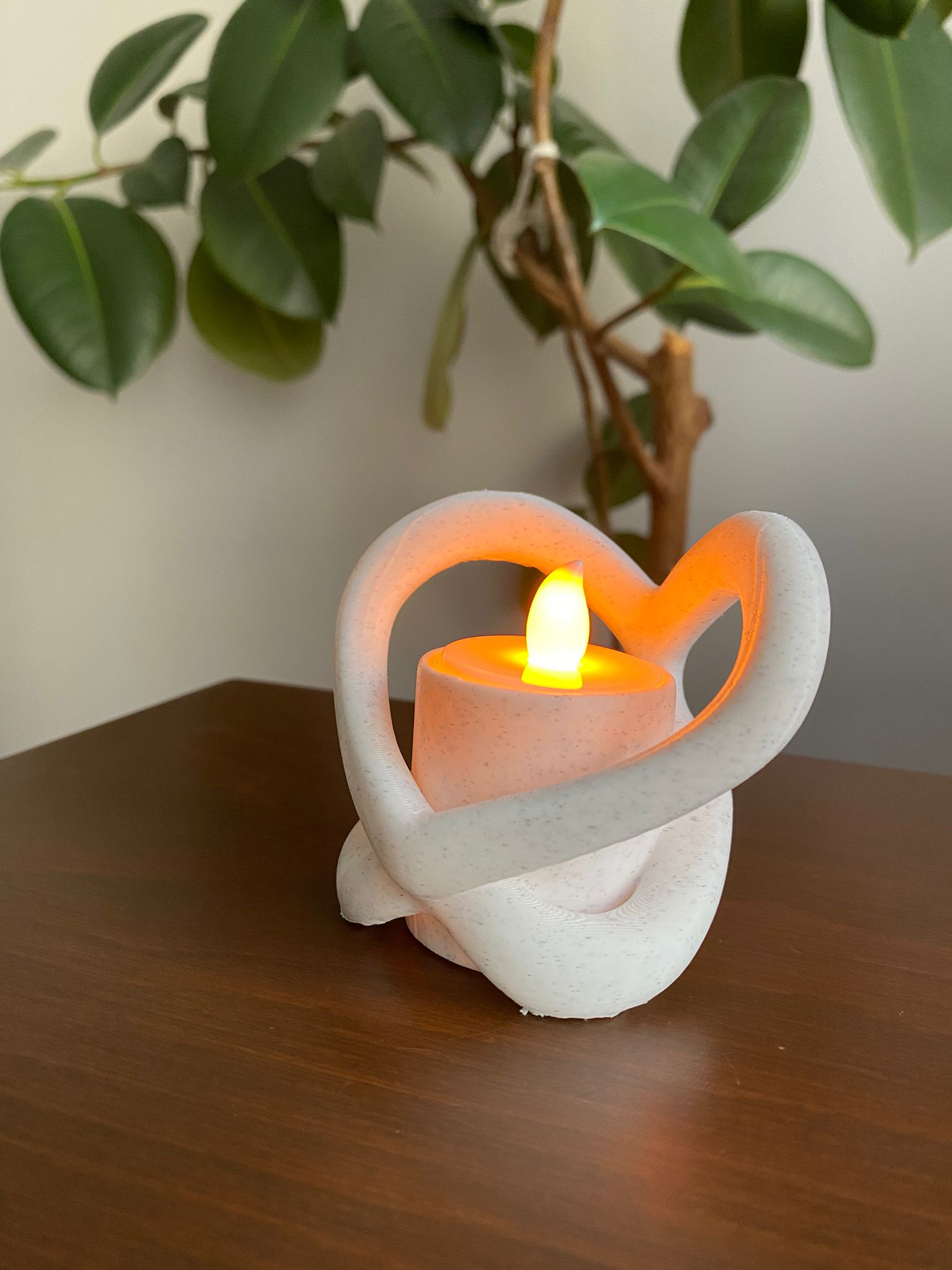 3D Plus Desing Print Technology 3D Plus Sonsuz Kalp Tasarim Tealight Mermer Desenli Obje Biblo Dekor(Tea Light Hediyeli )