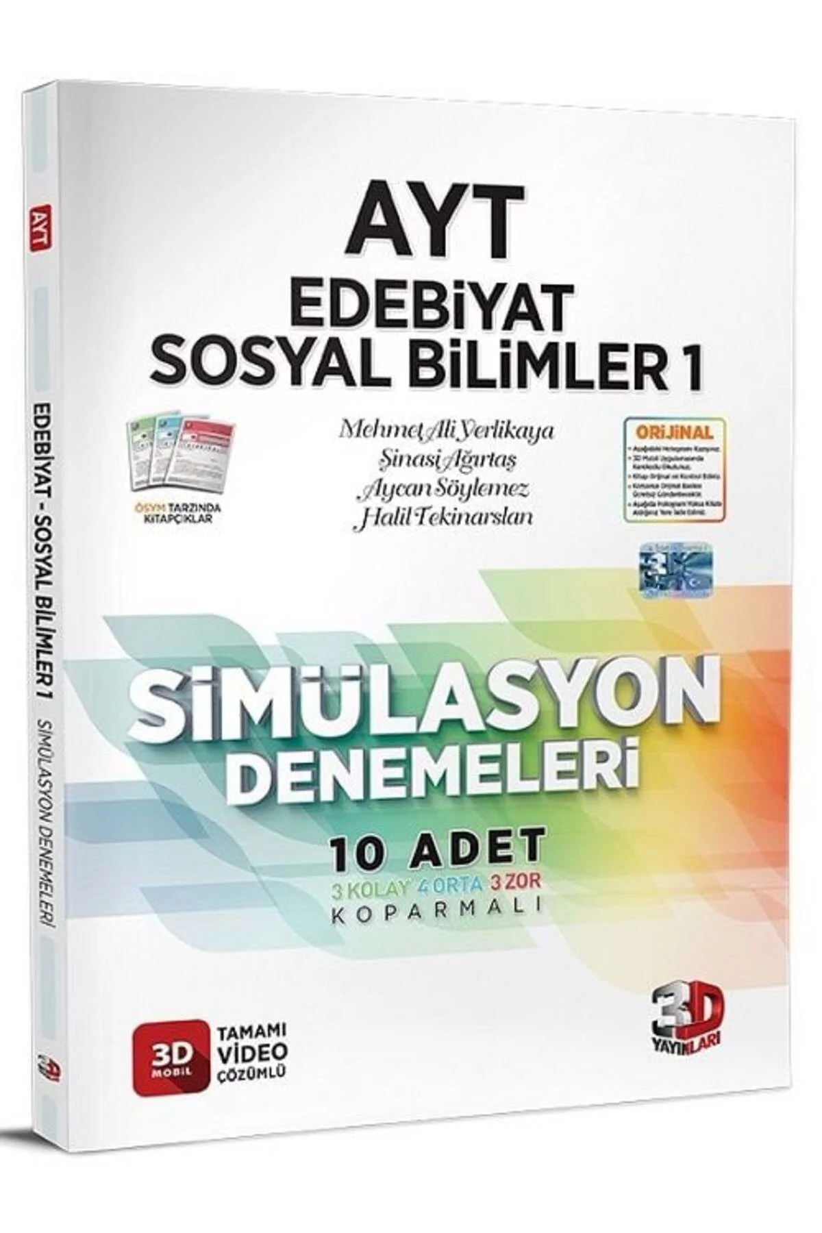 3D Yayınları YKS AYT Edebiyat Sosyal Bilimler-1 Simülasyon 10 Deneme Video Çözümlü 3D Yayınları