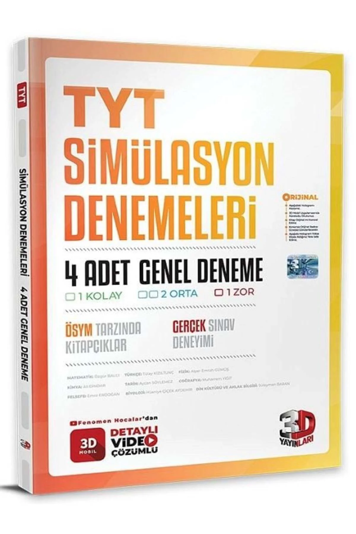 3D Yayınları YKS TYT Simülasyon 4 Genel Deneme Video Çözümlü 3D Yayınları