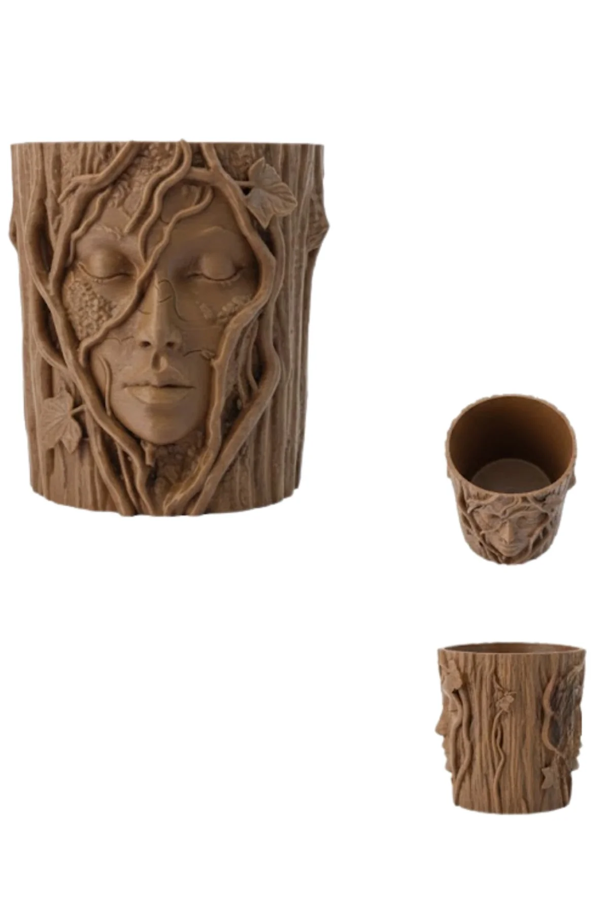 3d Yüz Figürlü Doğa Konseptli Dekoratif Saksı Şık Vazo Tasarımı