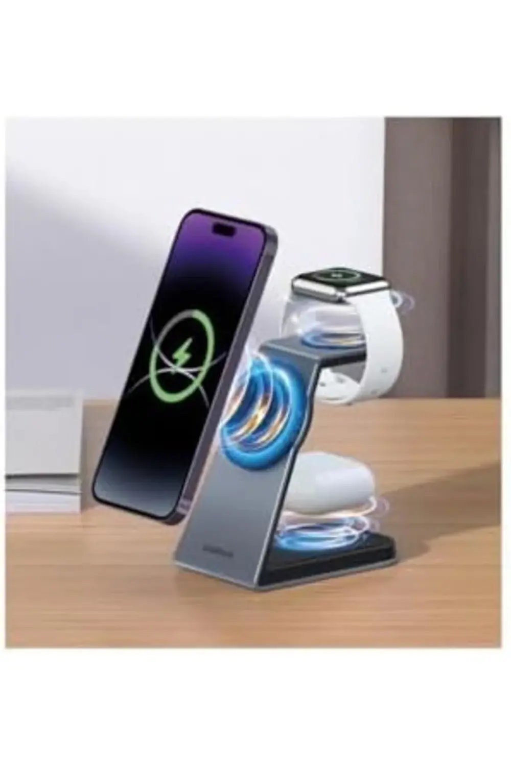 3in1 15W Telefon 2,5W Saat 3,5W Kulaklık Kablosuz Şarj İstasyonu