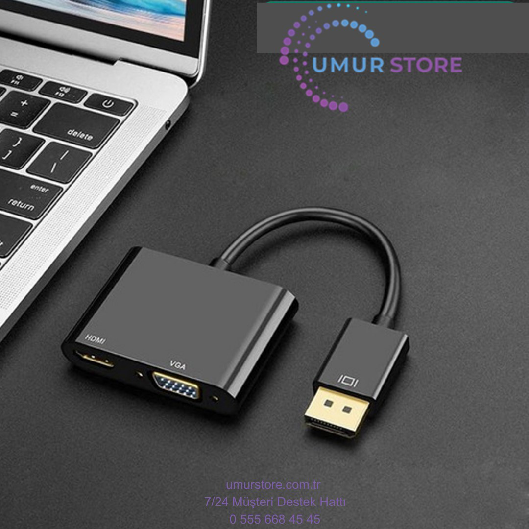 3in1 Dp To HDMI + VGA Adaptör 4K 30hz Görüntü Adaptörü - FC503 3in1 Dp To HDMI + VGA Adaptör 4K 30hz Görüntü Adaptörü - FC503