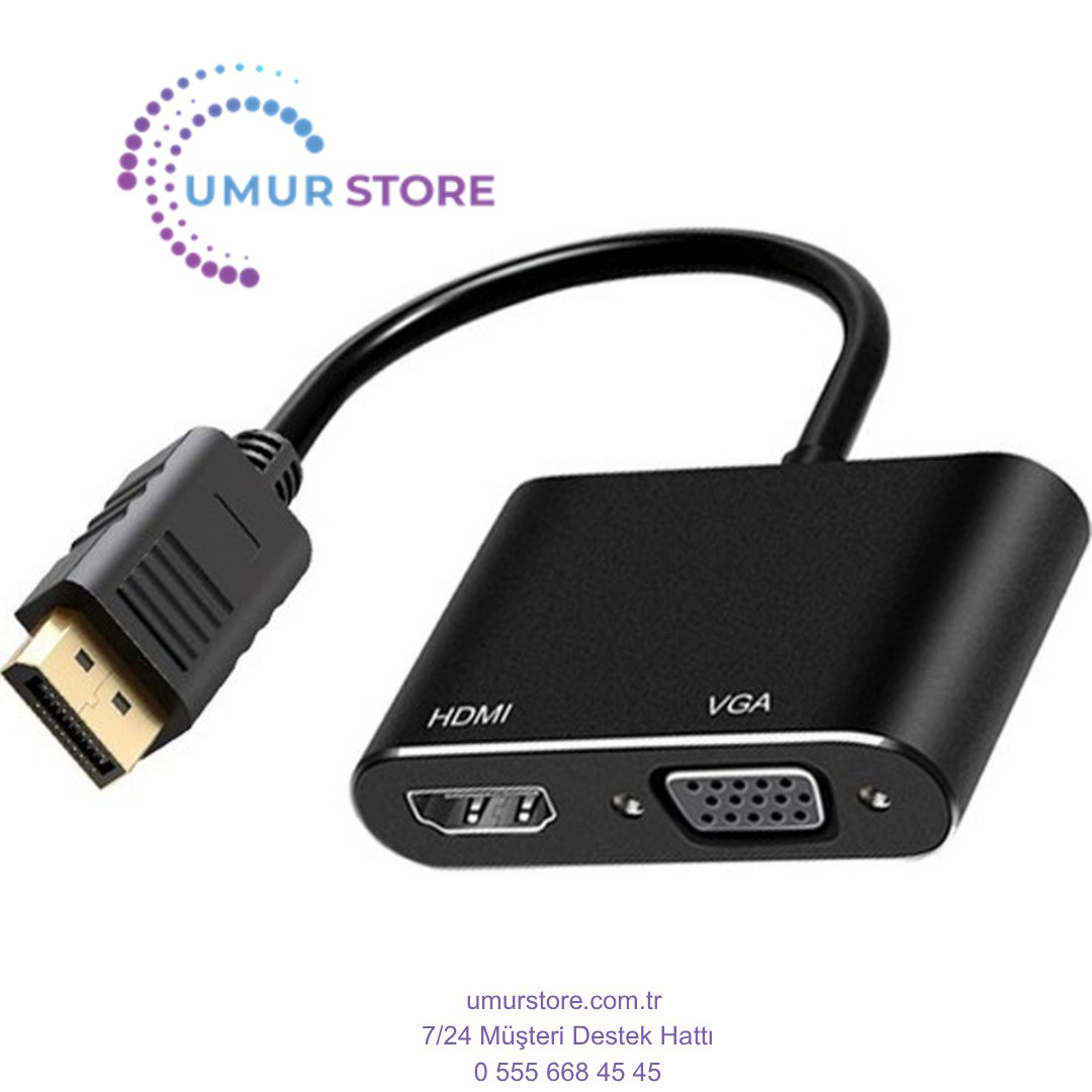 3in1 Dp To HDMI + VGA Adaptör 4K 30hz Görüntü Adaptörü - FC503 3in1 Dp To HDMI + VGA Adaptör 4K 30hz Görüntü Adaptörü - FC503