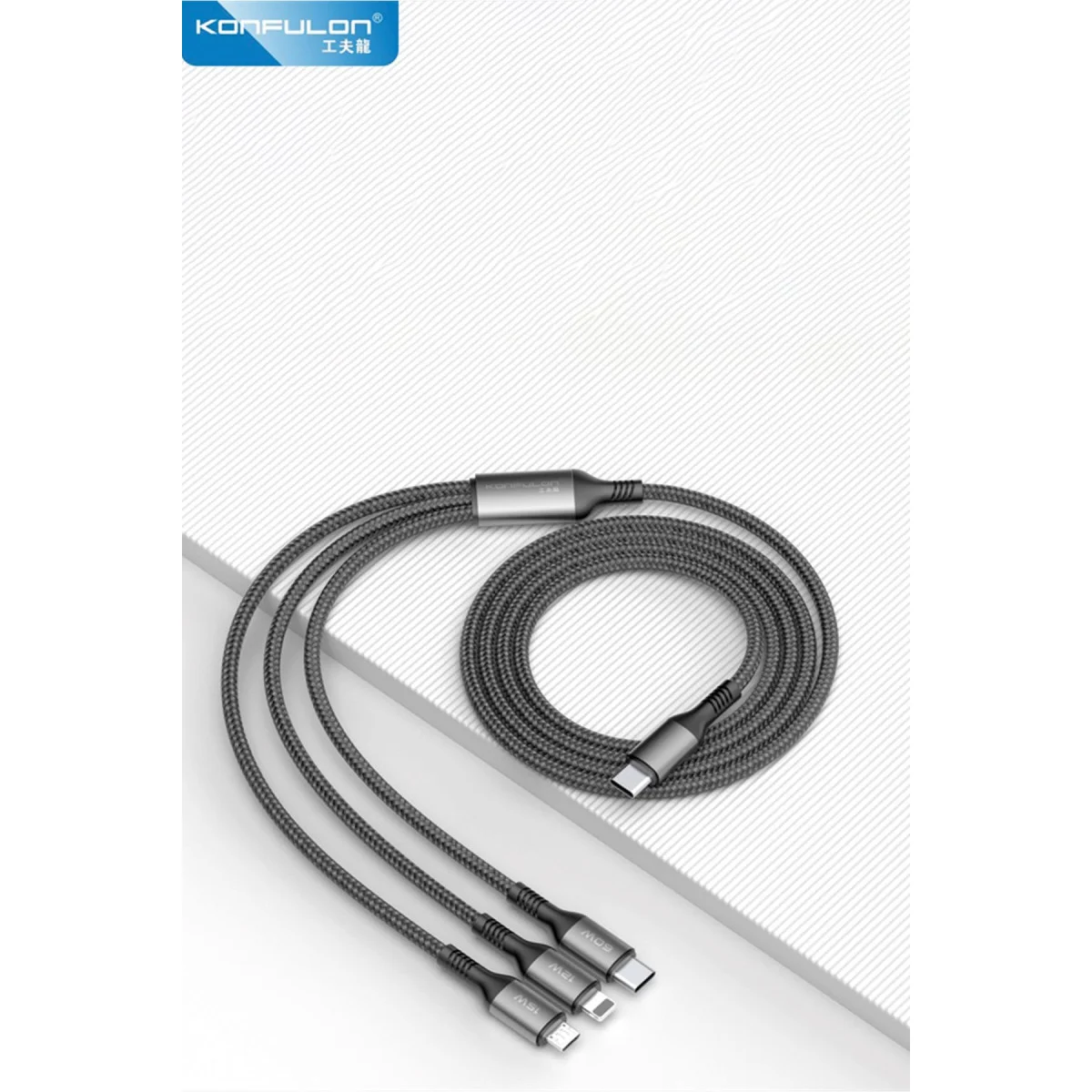 3in1 Hızlı Şarj Kablo - Type-C / Lightning / Micro USB 1.2m Siyah Fiyatı, Yorumları ve Özellikleri