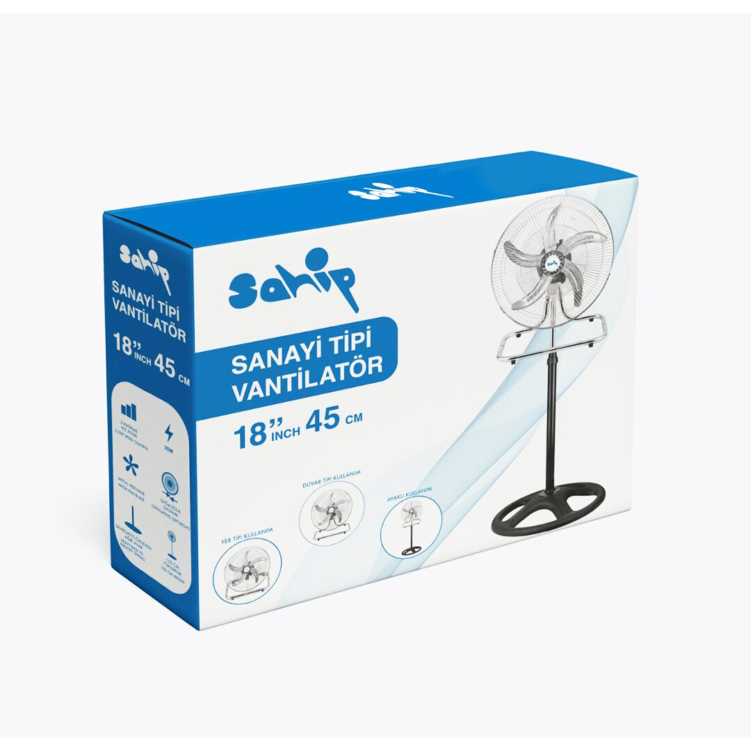 3İN1 KULLANIM 18 İNÇ 45 CM SANAYİ TİPİ AYAKLI VANTİLATÖR 5-METAL 