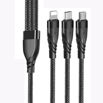 3in1 Type-C + USB To Lightning + Type-c + Micro Usb Şarj ve Data 