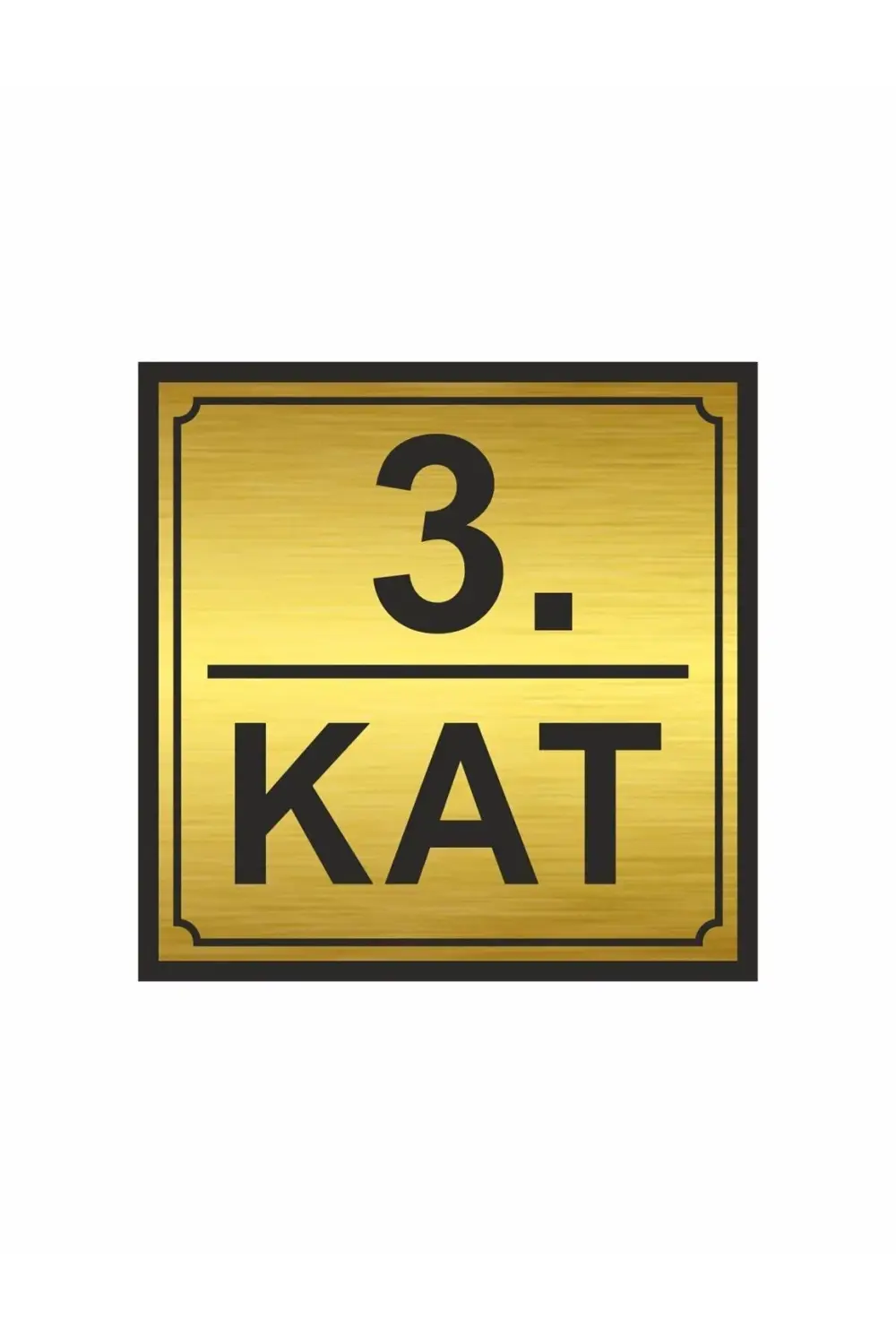 3.kat Metal Yönlendirme Levhası 20cm X 20cm Gold Renk