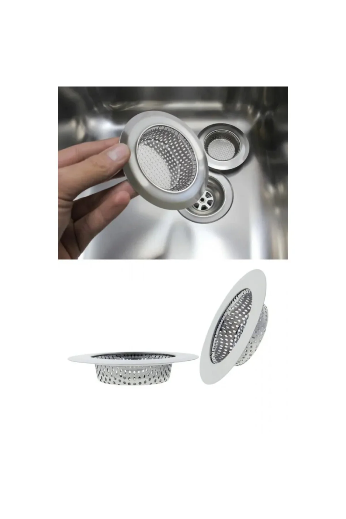 3'li Metal Mutfak Lavabo Süzgeci Paslanmaz 3 Adet Evye 7 CM