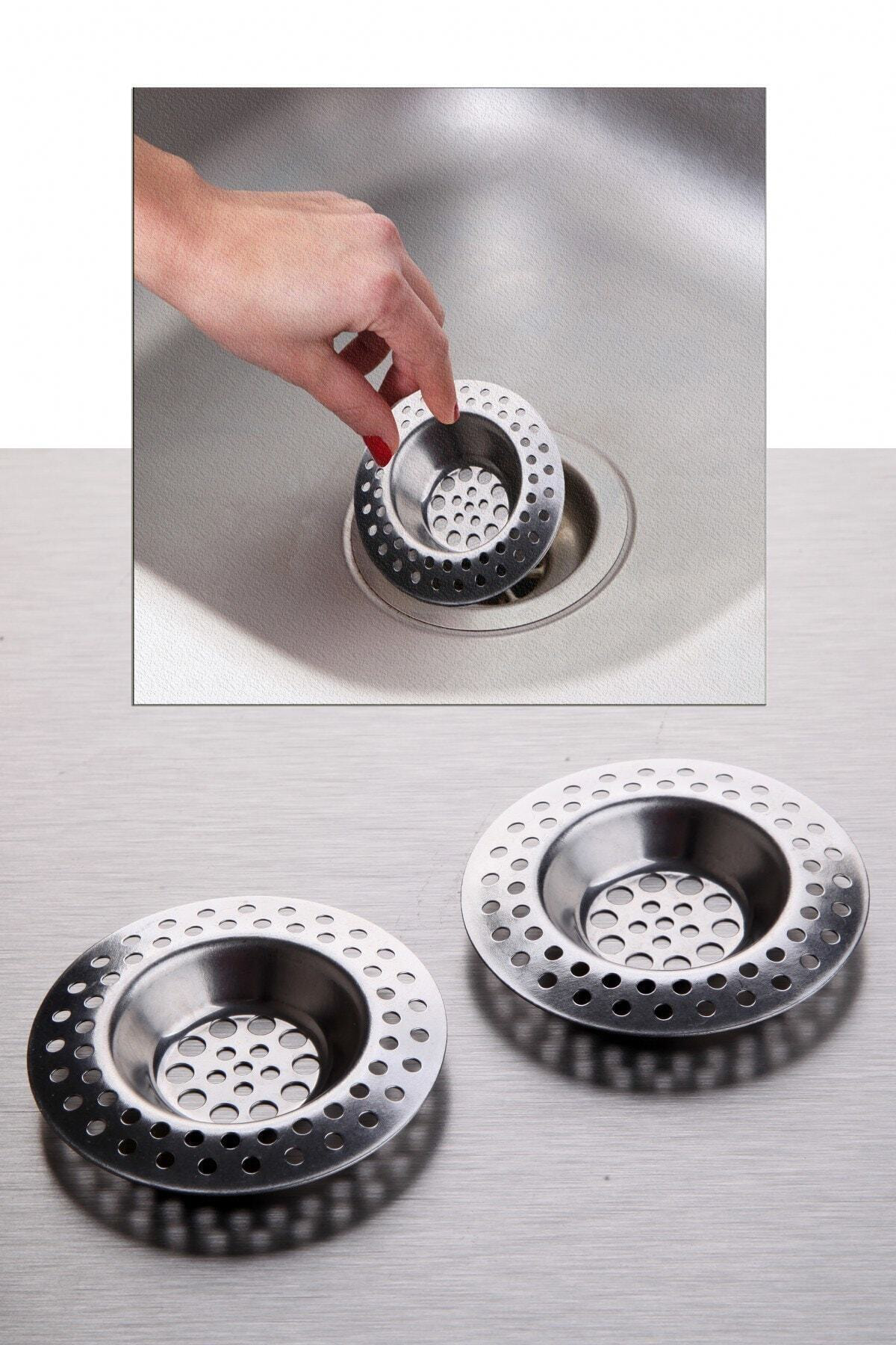 3'li Metal Mutfak Lavabo Süzgeci Paslanmaz 3 Adet Evye 7 CM