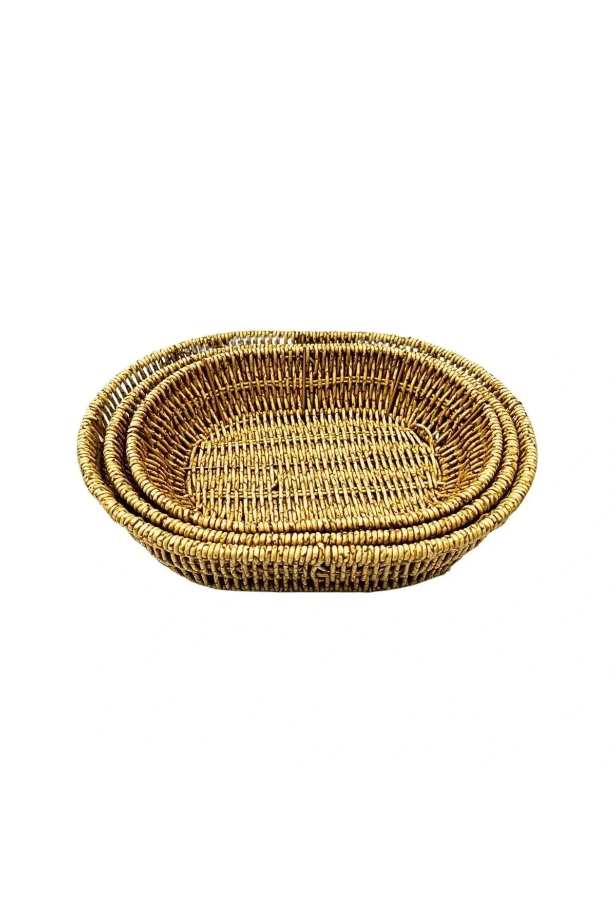 3'li Oval Hasır Sepet
