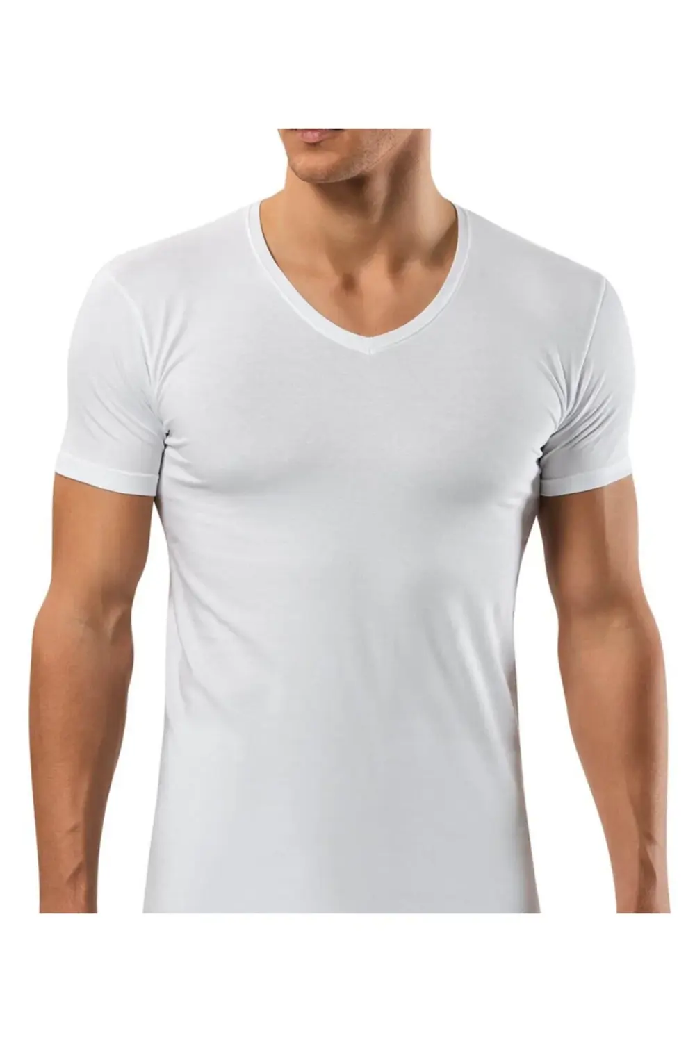 3'lü 1119 Erkek Slim-fit V Yaka T-shirt