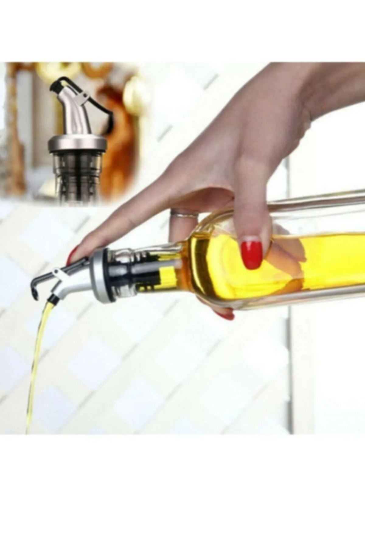 3'lü Adet Kapaklı Şişe Ucu Servis Aparatı Damlalık Yağdanlık Tıpa