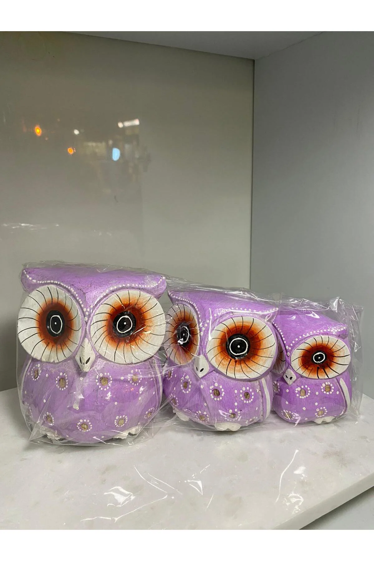 3Lü Ahşap Renkli Baykuş